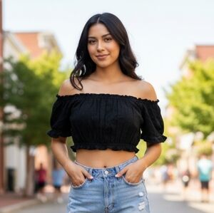 Paradise Black Off-Shoulder Top